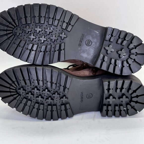 GEOX Respira Iridea Lace-Up Ankle Boots Size 39 EU US 9 Brown Suede Zip Side - Picture 11 of 15